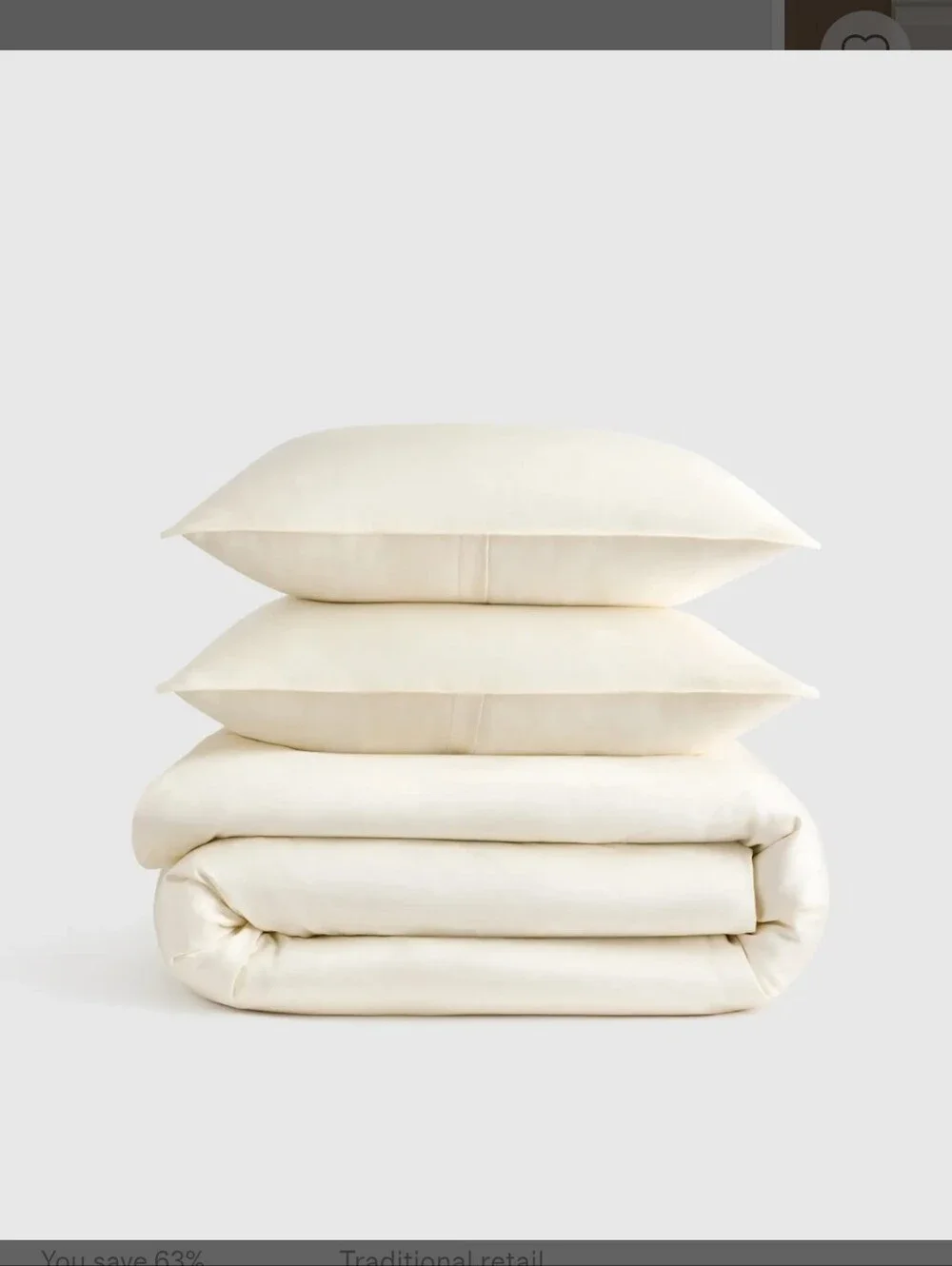 NEW QUINCE Bamboo Duvet Cover Set Ivory Full Queen Bedding 2 Shams